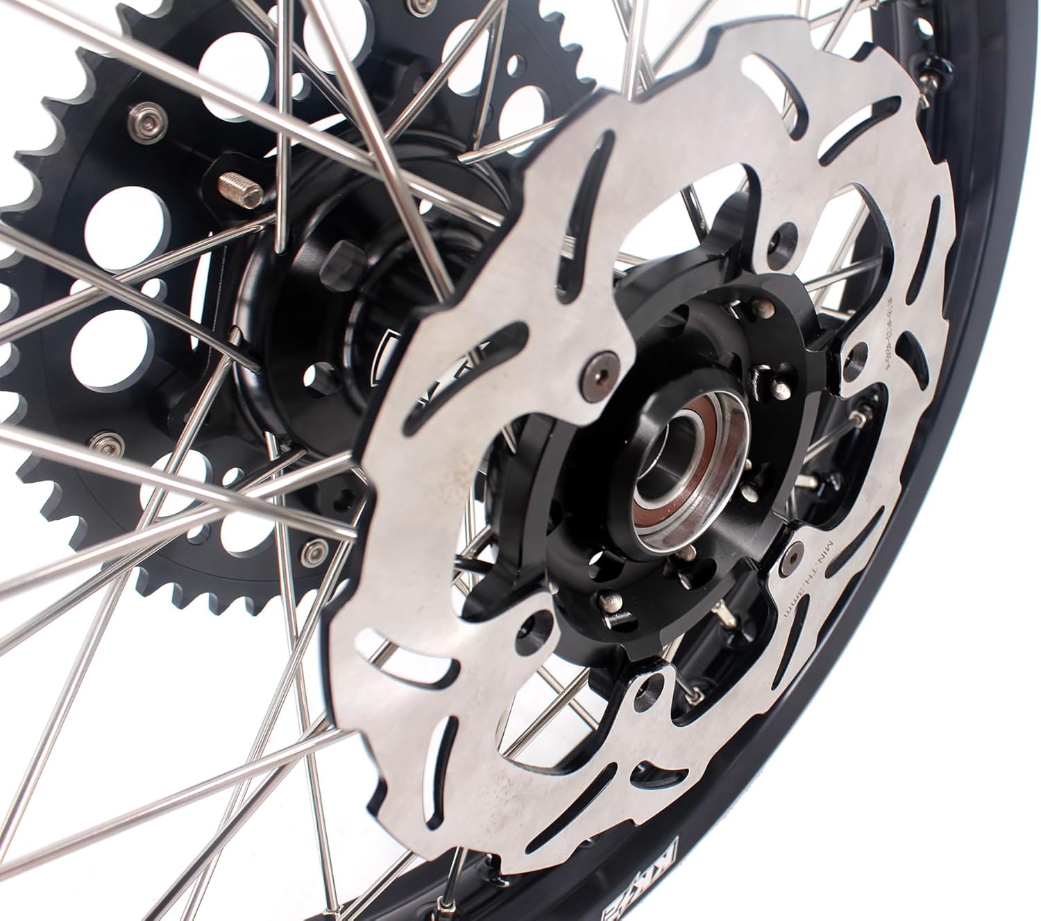 KKE 1.6 * 21 & 2.15 * 18 Enduro Motorcycle Wheels Rims Compatible with SUZUKI DRZ400S 2000-2025, DRZ400E 2000-07, DRZ400 2000-04 with 250MM Front Disc, 220MM Rear Disc,Black Sproket