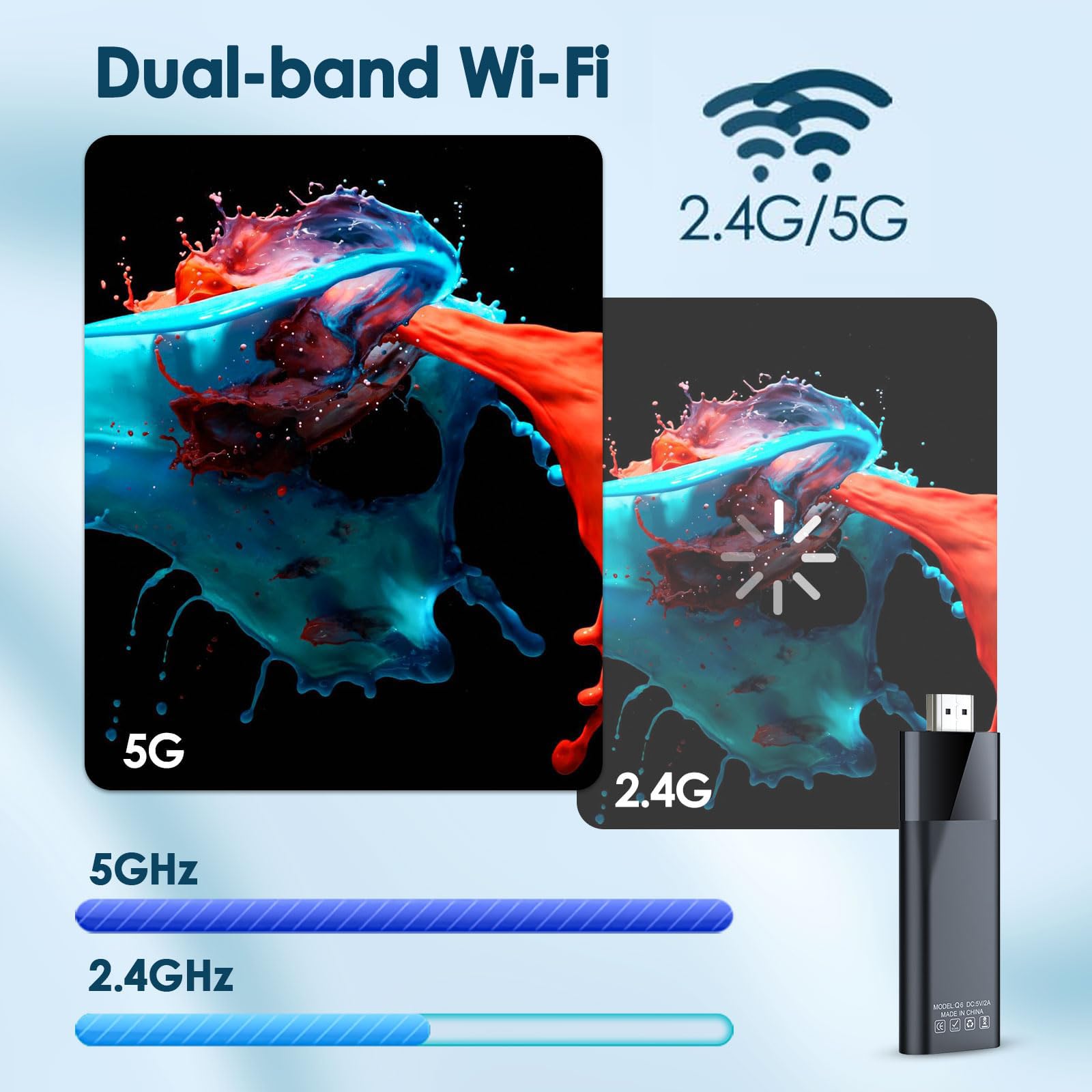 Android TV Stick 4K 2G+16GB H313 Quad-Core 64bit WiFi5 Dual 2.4G/5G WiFi HDR10+ HD Smart TV Stick Box (H 2+16) - 2