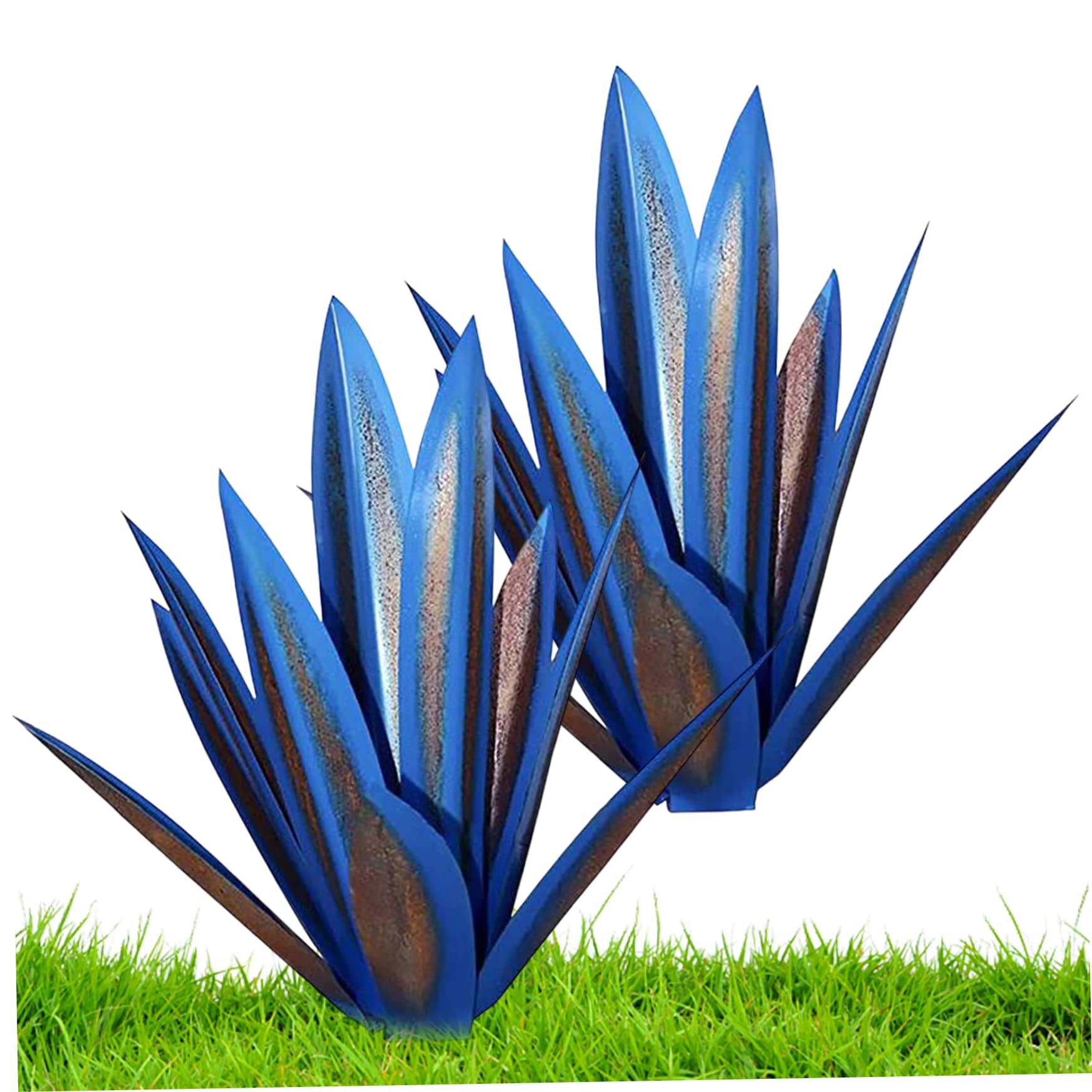 Décoration de jardin tequila lot de 2 agaves métalliques pour masquer les zones sans herbe