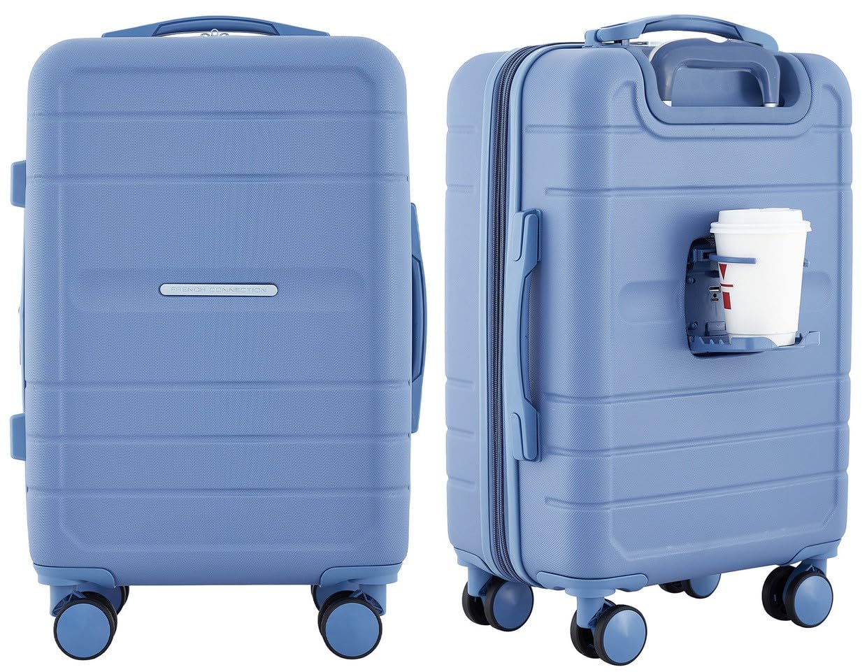 French ConnectionSt. Martin Carry-On Luggage with Cup Holder/USB Ports, Stormy Blue