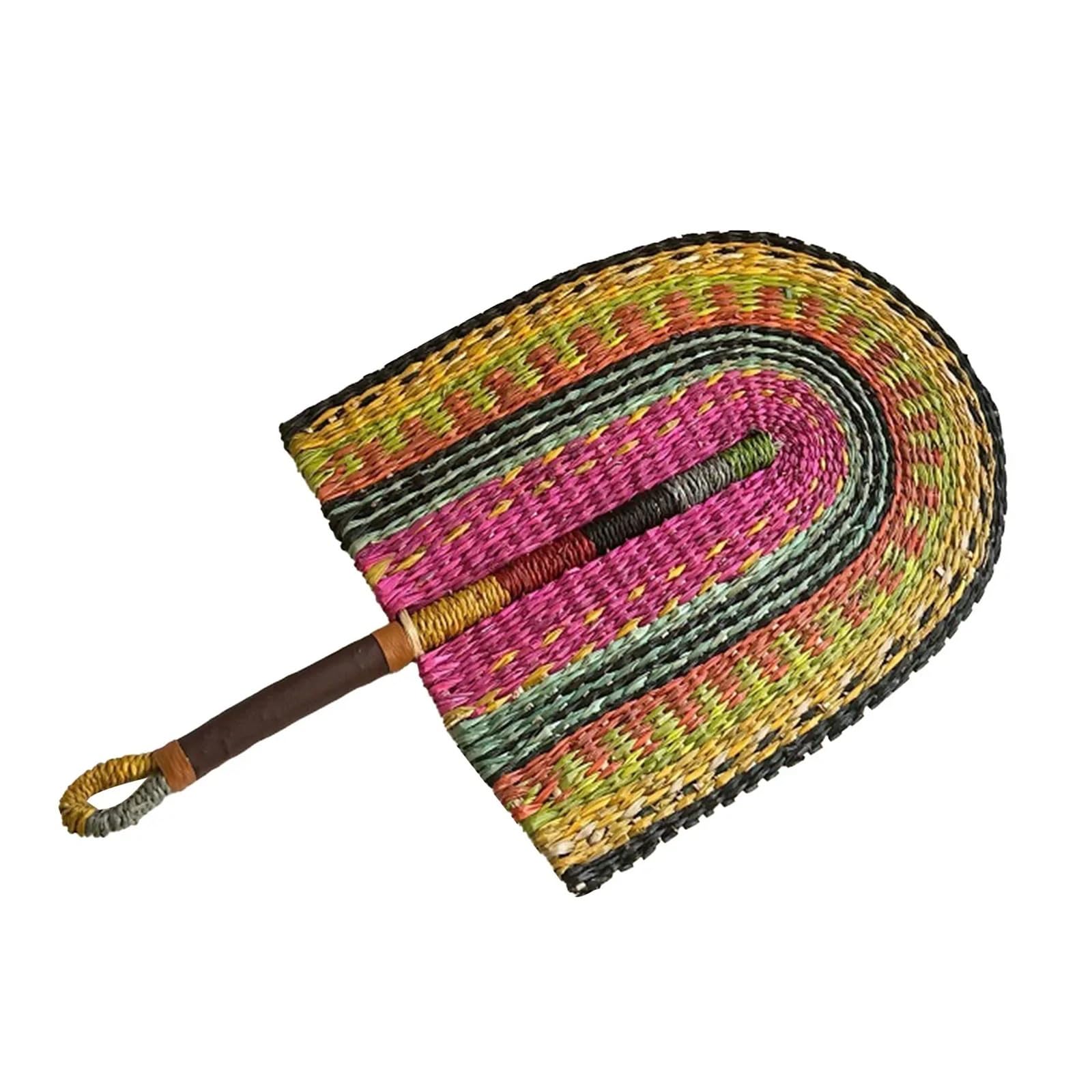 CIOPLJHKL Summer Handheld Woven Straw Fan Handwoven Grass Handmade Cooling Hanging Wall Decorations For Home Bedroom Decor for Home Wedding