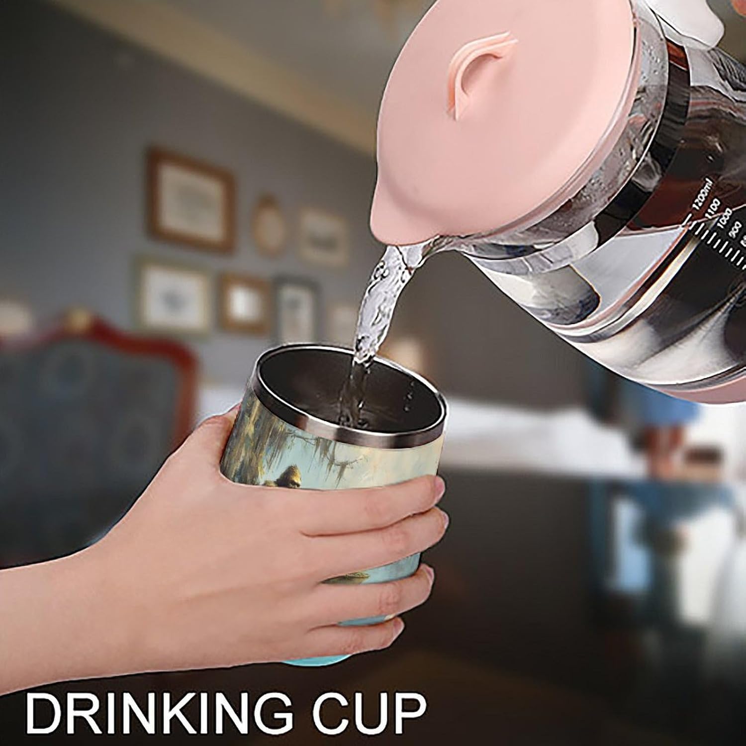 Bigfoot Drinking In Boat Insulated Drinking Cup Stainless Steel Coffee Mug Wine Tumbler with Lid 12OZ