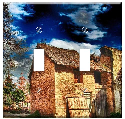 Placa de interruptor doble - Saint Marcel Bel Accueil Francia edificio granero cobertizo