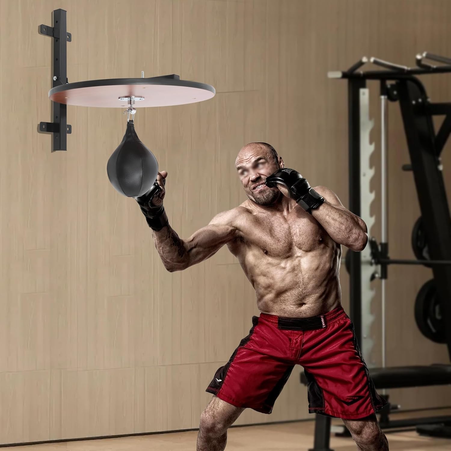 Wall Mounted Speed Bag Platform Heavy Duty Boxing Training Equipment Speed Punching Bag Platform Fitness Training Punching Ball for Home Gym, 360° Rotatable, 23.6" L x 23.6" W