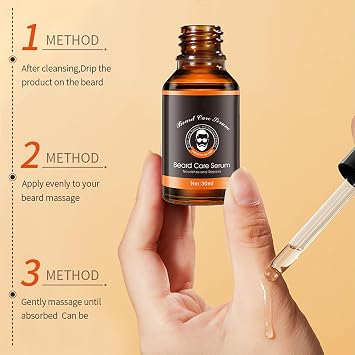 Beard Serum Beard Oil For Men Beard Moisturizer & Conditioner Non-Greasy Men's Beard Care Serum for Softens, Smooths & Strengthens Beard Anti-Redness & Itchiness, 30ml