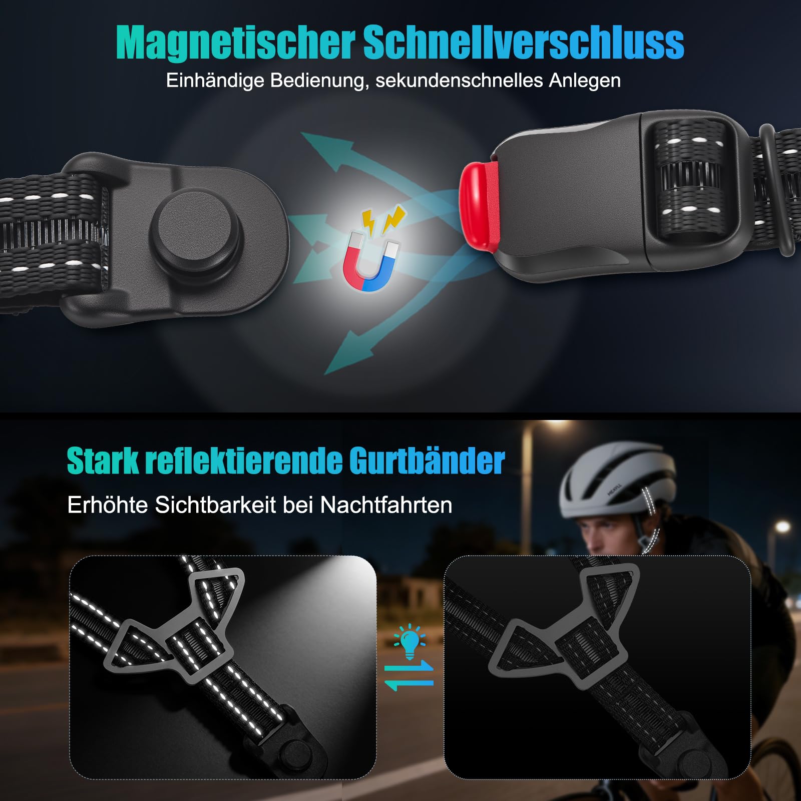 Fahrradhelm Herren Damen, Leichter Fahrradhelm Erwachsene für City & Rennrad mit Magnetverschluss, 16 Belüftungsöffnungen, CE EN1078 – Verstellbar M/L (55–61 cm, ca. 290–300g)