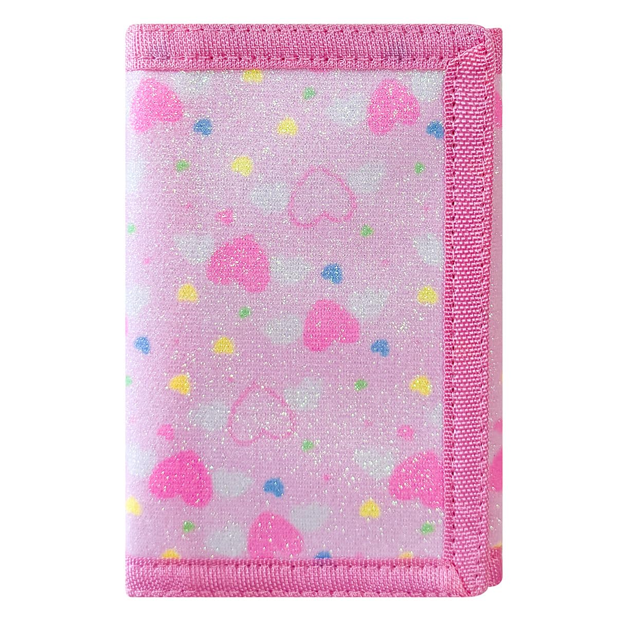 Kids Wallets for Girls, Little Girls Wallet for Kids, Wallet for Teen Girls, Toddler Wallet for Girls with Magic Sticker, RFID Nylon Wallet/Canvas Wallet with Coin Pocket for Gifts, Pink Heart