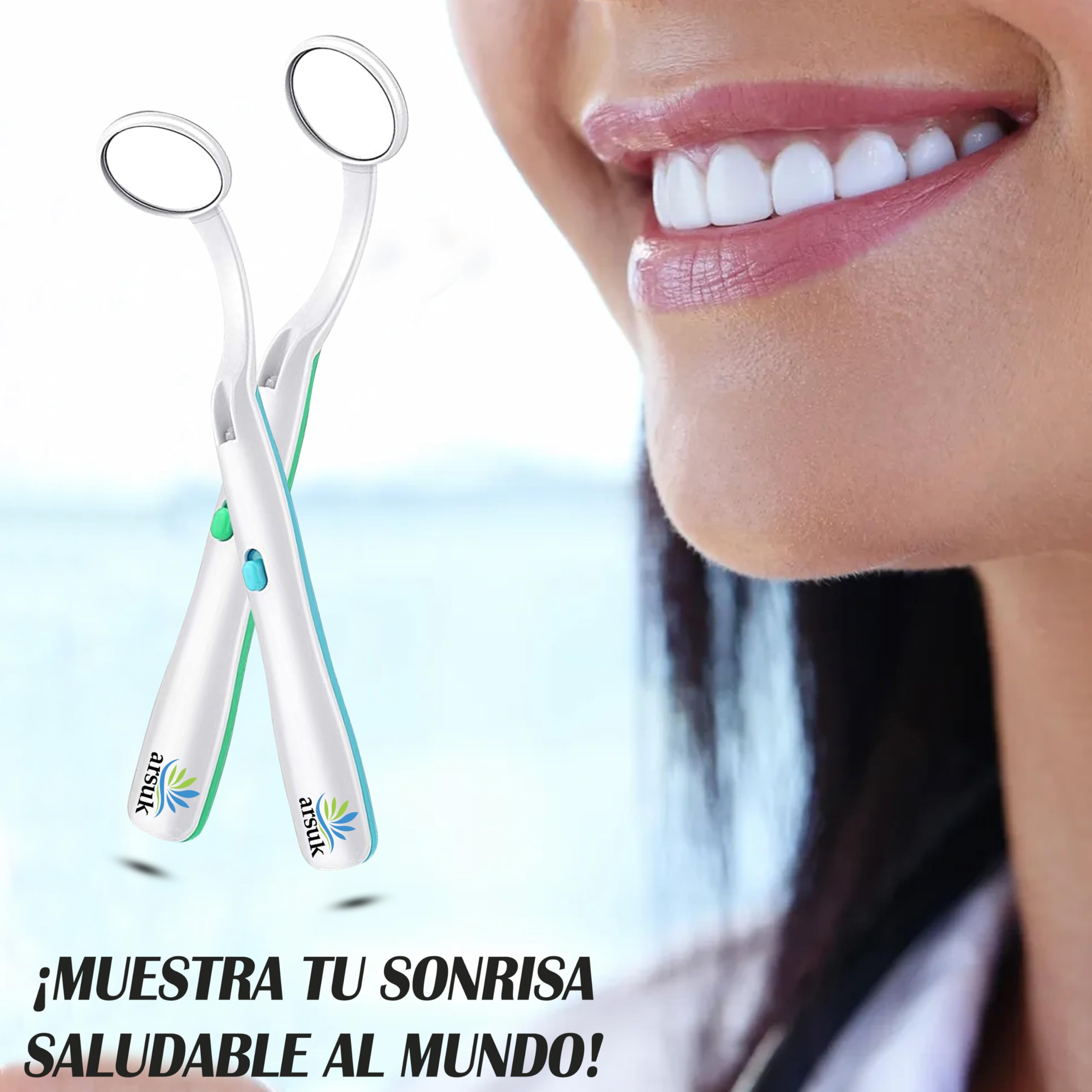 ARSUK Espejo dental LED antivaho 15 cm para inspección bucal, paquete de 2