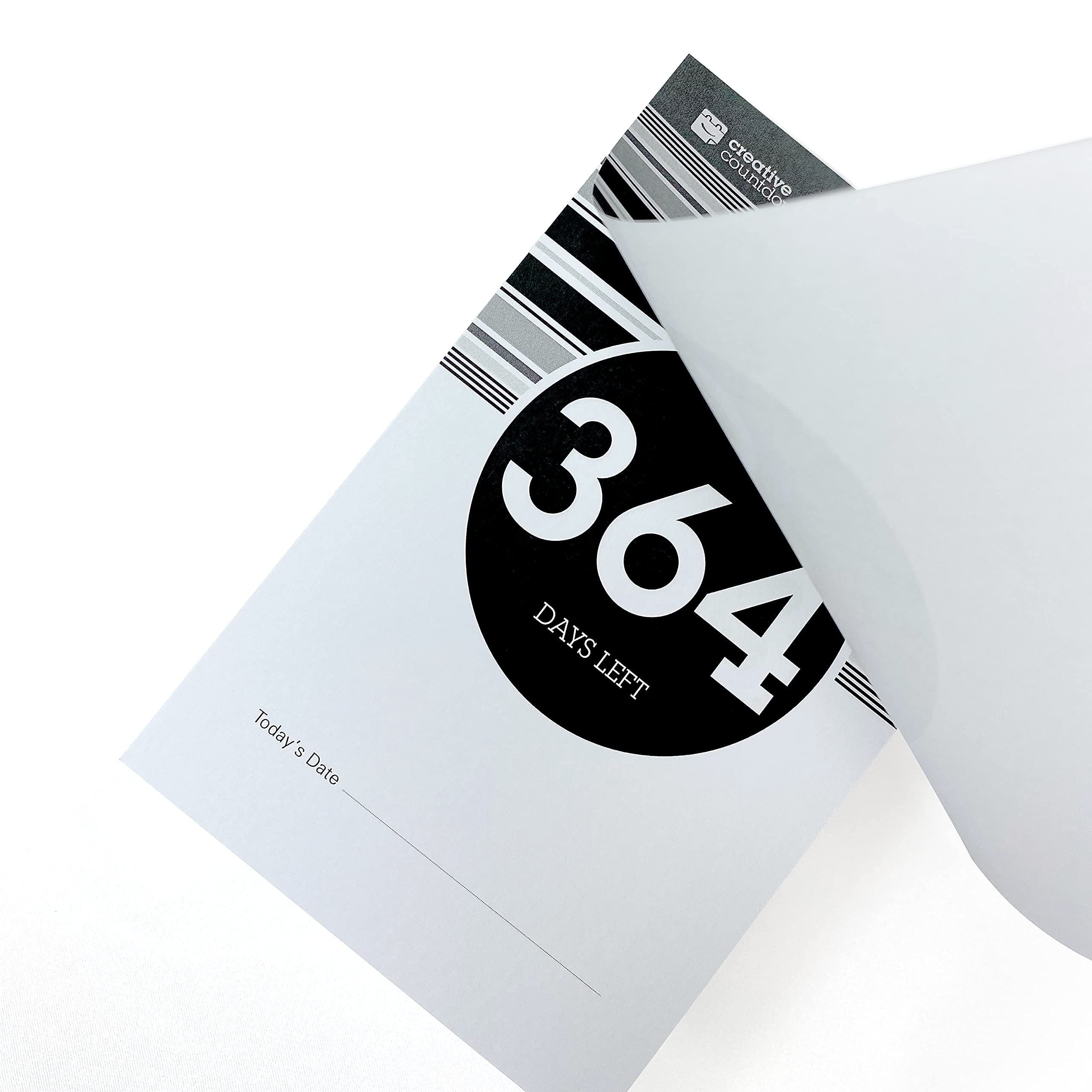 Countdown-Kalender, 1 Jahr (365 Tage), für Veranstaltungen, Ziele und Anlässe, 14,6 x 9,5 cm, schwarz-weiß, abreißbar, Countdown-Kalender, Tisch und Schreibtisch-Einheit, perfekt als Geschenk für