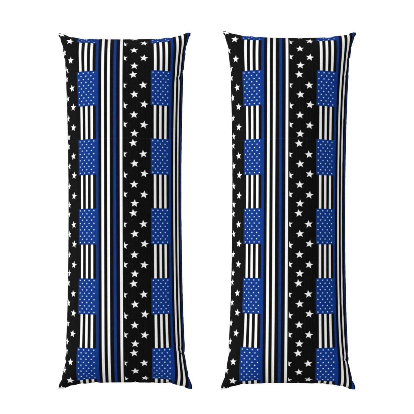 Body Pillow Cover 20x60 Thin Blue Line American Flag, Zippered Microfiber Pillowcase, Soft Cozy Cushion Case, Wrinkle Fade Resistant for Bed Couch