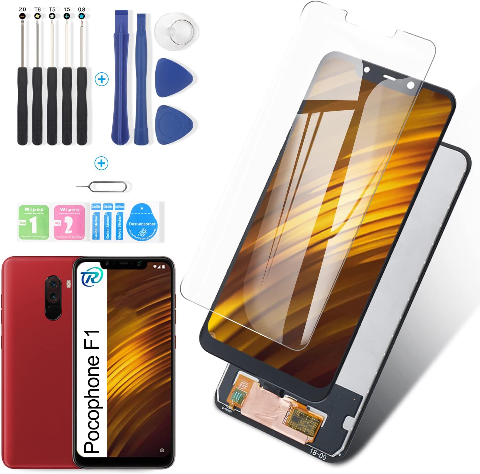 Display for Xiaomi Pocophone F1 Screen Replacement Touch Screen Digitizer Assembly Screen with kit (Black)