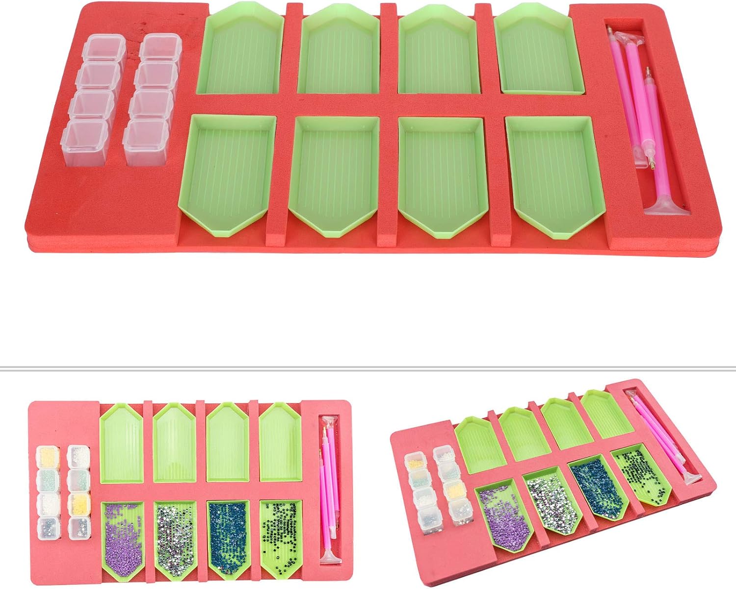 2 Sets Painting Tray Organizer Diamond Painting Organizer Adults Art Craft Tray Accessories,Multi-Boat Holder Container Storage Rack Diamond Painting Tray Organizer Storage Boxes