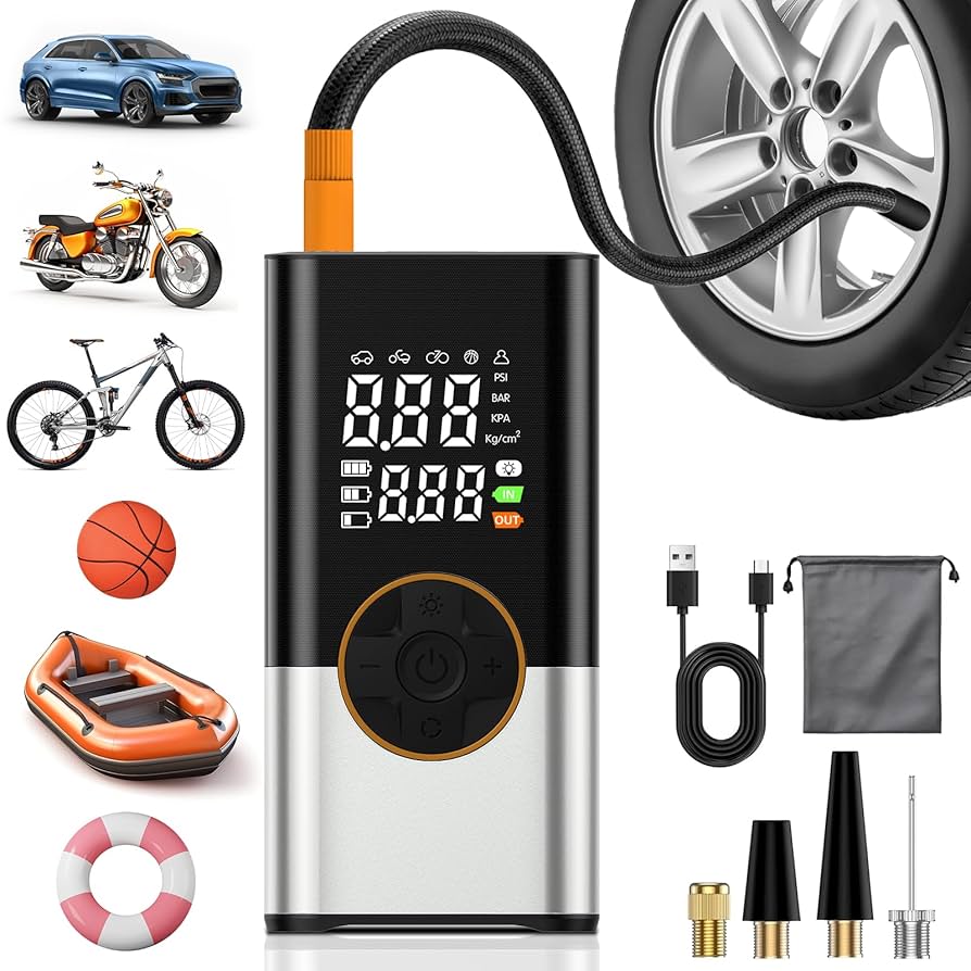 UGREEN 12V Car Air Pump 150PSI Auto Tire Inflator High Power Portable Air Compressor With Large Screen, Storage Bag For Car Truk