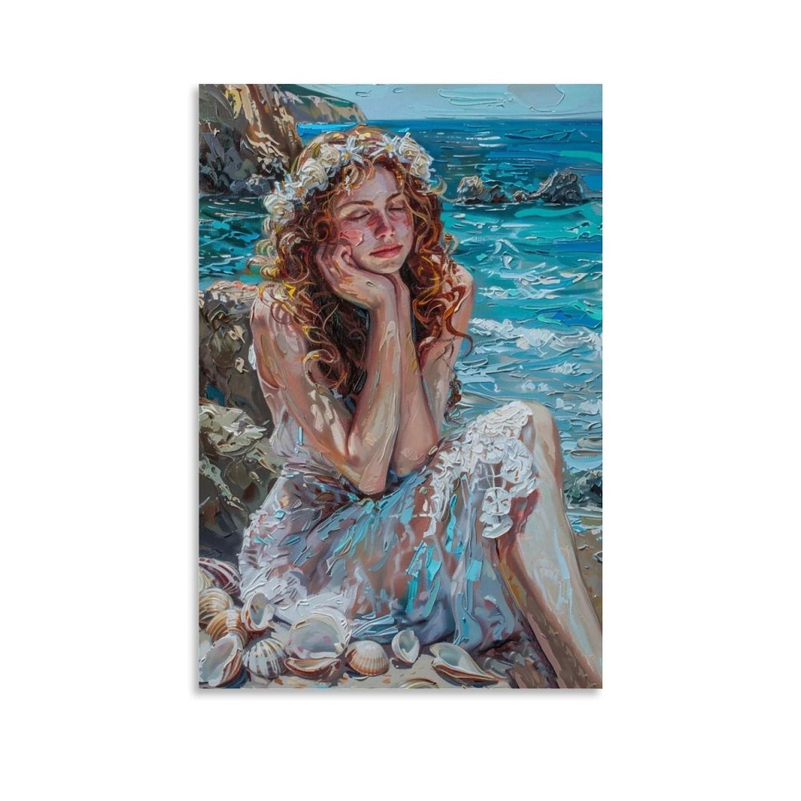 HUERYRYHY Ocean Whispers 04 Poster Wall Art Canvas Vintage Aesthetic Painting Decor for Rooms 20x30inch Unframe-style