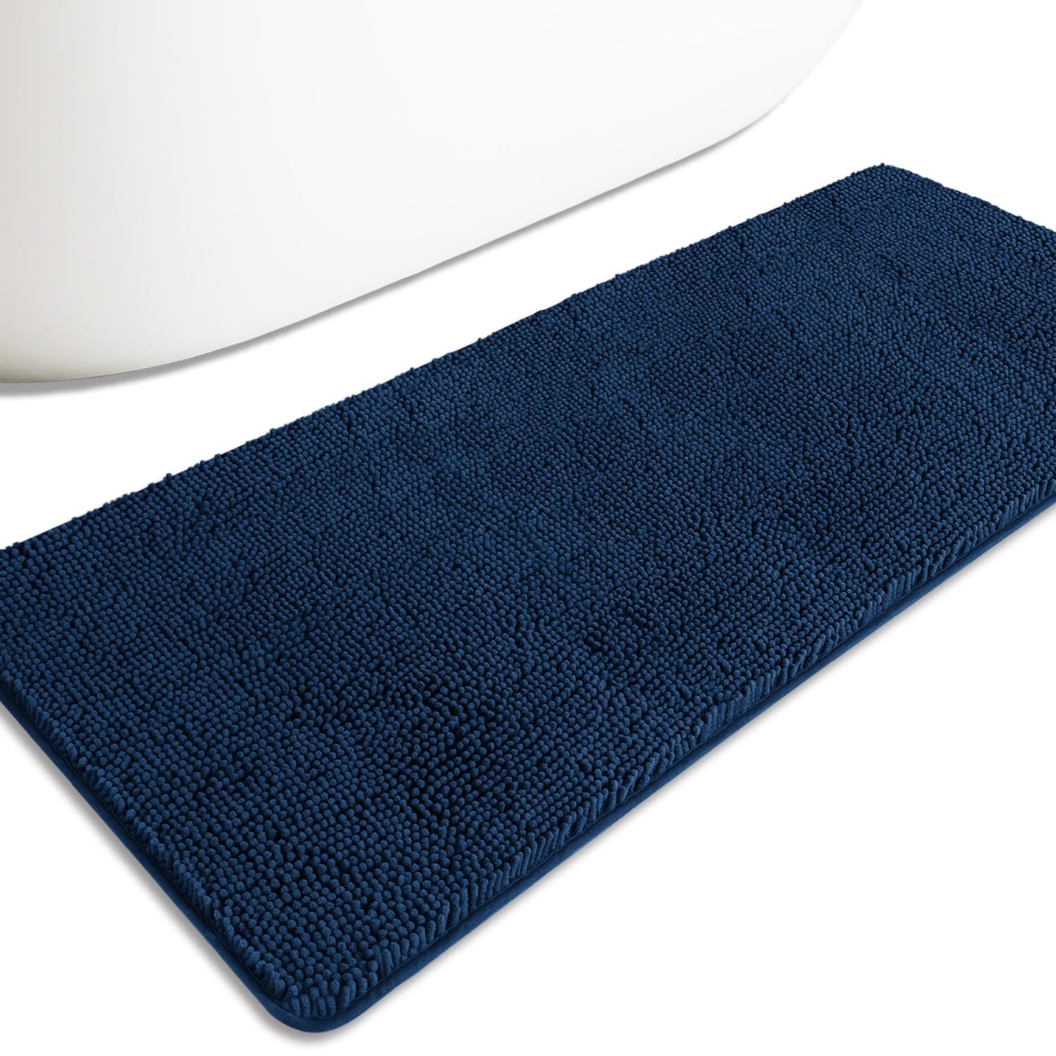 PureSwan Bathroom Runner Rug 24 x 60 Inch – Extra Large Long Bath Mat | Absorbent and Washable Thick Chenille Bath Rug Non-Slip Runner Rug for Bathroom, Shower, Sink(Navy Blue)