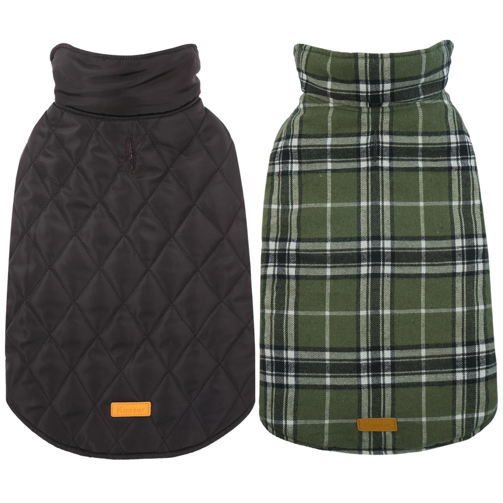 Waterproof Dog Coat, Warm Reversible Dog Jacket with Leash Hole