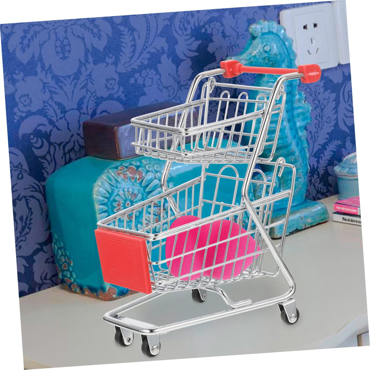 SUPVOX 2pezzi Carrello della Spesa Giocattolo Mini Carrello Supermercato Doppio Giocattoli per Ragazzo Ragazza