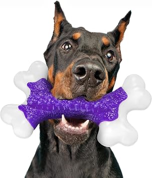 Kseroo Indestructible Dog Toys for Aggressive Chewers Bacon Flavored Hard Nylon Bone Chew Toys, Tough Dog Chew Toys for Large Dogs, Dog Toys to Keep Them Busy for Medium Large Breed, Purple