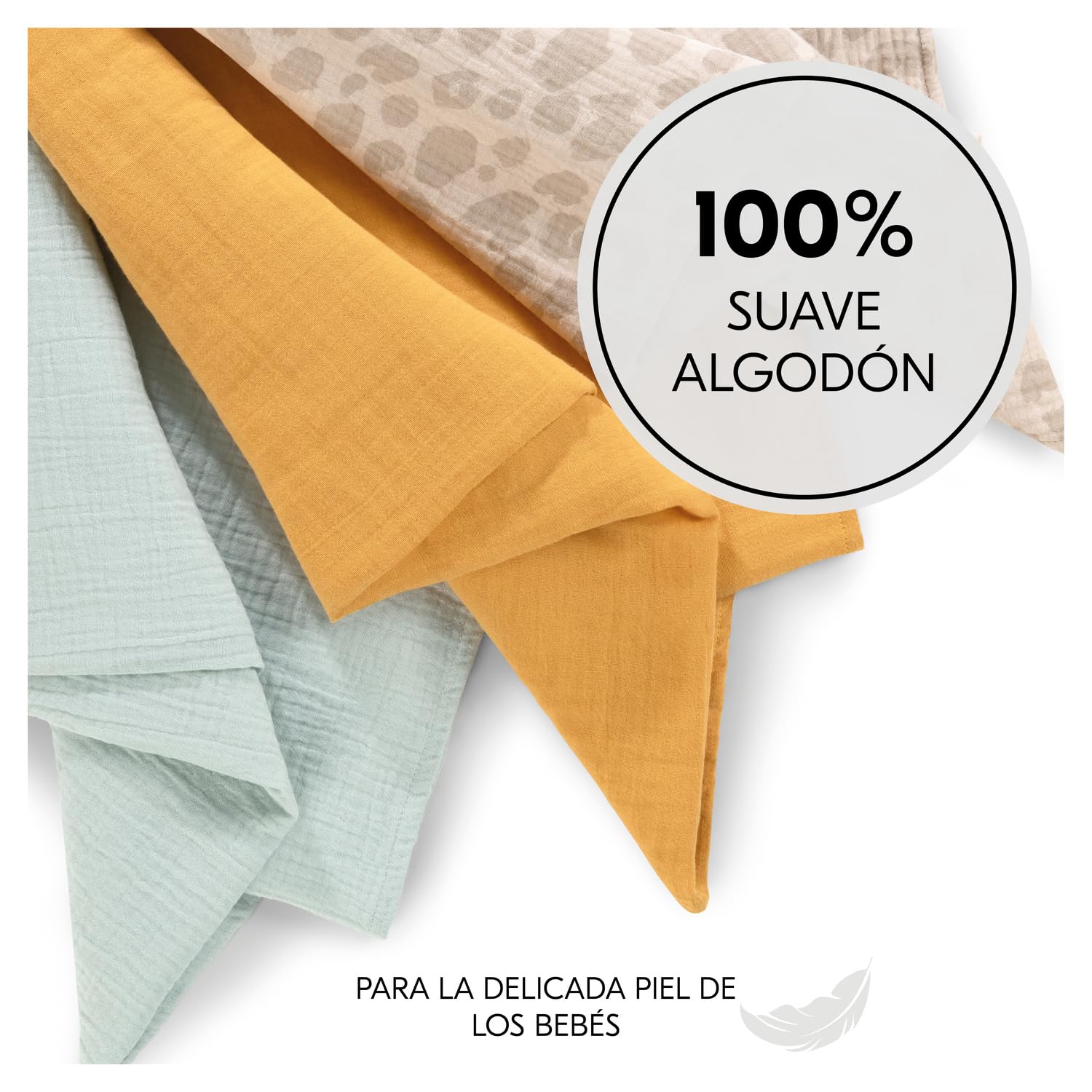 hauck Cuddle N Clean Set de Muselinas Bebé | Salvababas 100% Algodón | Paños de Gasa Grandes Ideales para Recién Nacidos - 80x80 cm