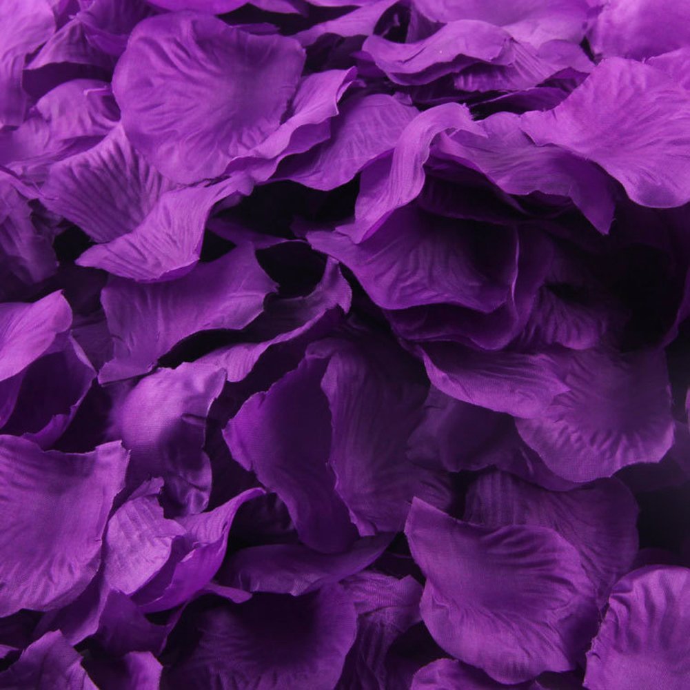 1000pcs Silk Rose Petals Artificial Flower Wedding Party Vase Decor Bridal Shower Favor Centerpieces Confetti Decorations (40 Colors for Choice)- Dark Purple