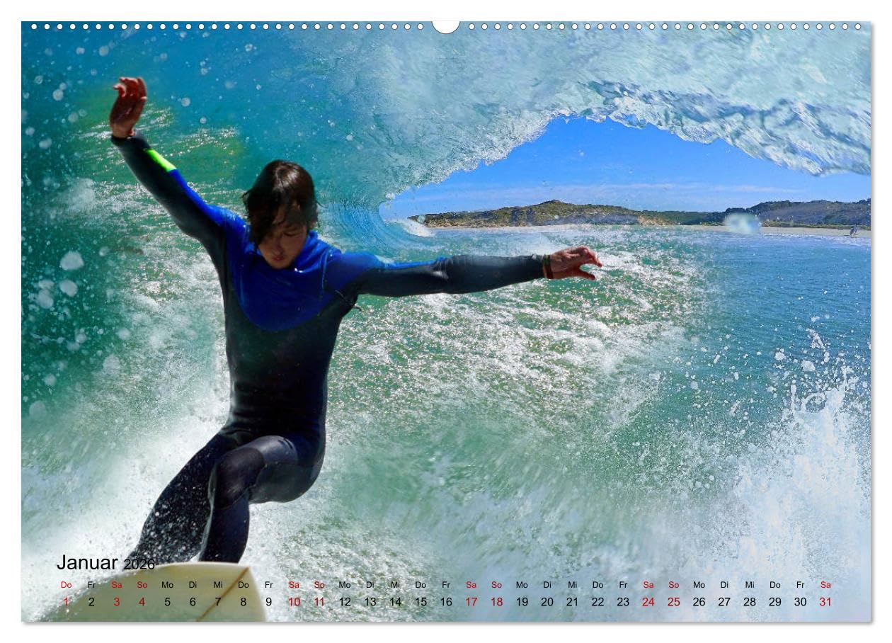 Surfen - die perfekte Welle (Wandkalender 2026 DIN A2 quer), CALVENDO Monatskalender: Atemberaubende Bilder aus der Welt des Surfsports (CALVENDO Sport)
