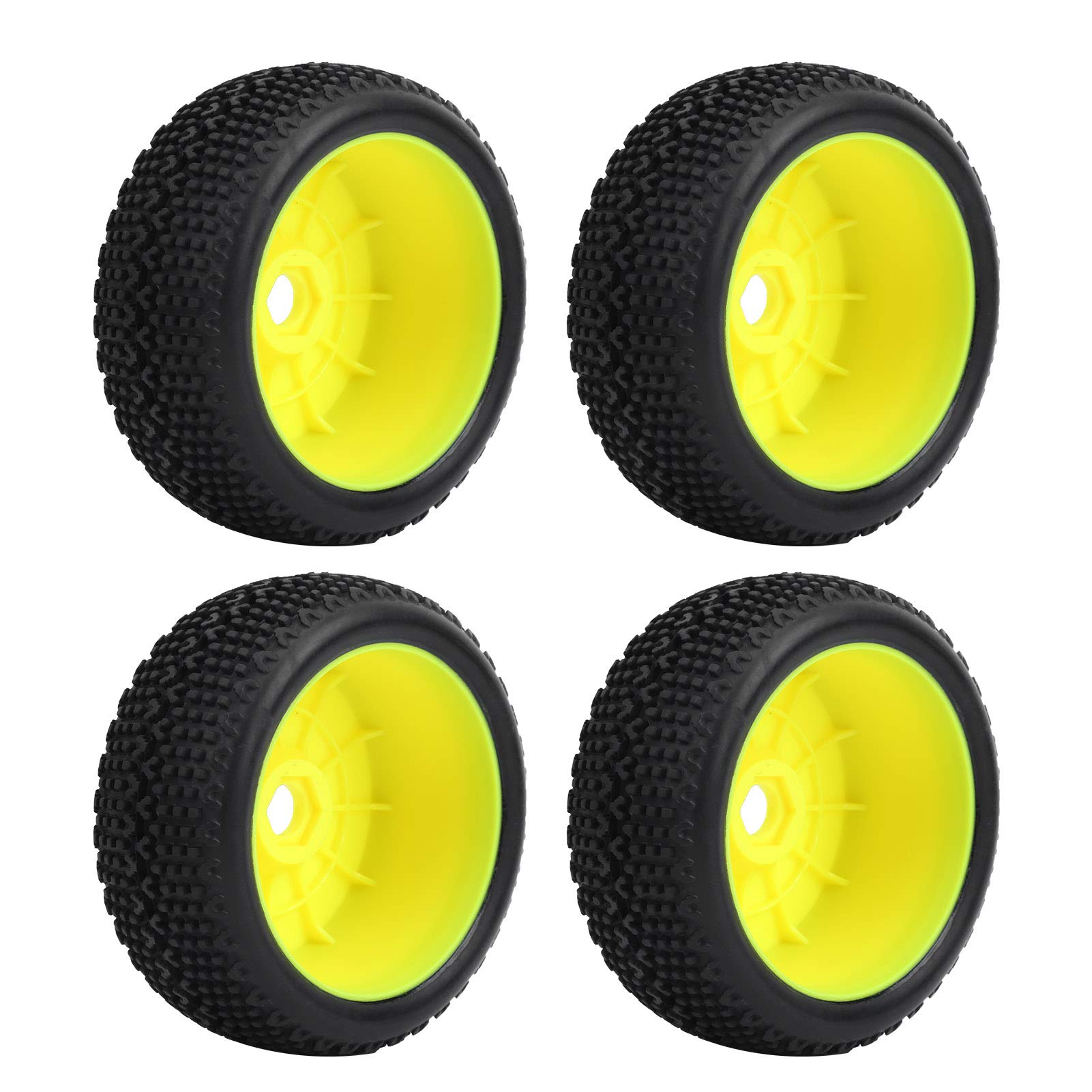 4 pièces pneus de Voiture RC, Cadre de Roue Jaune Bande de roulement en Caoutchouc RC pneus antidérapants 1/8 Accessoire de modèle de Voiture RC