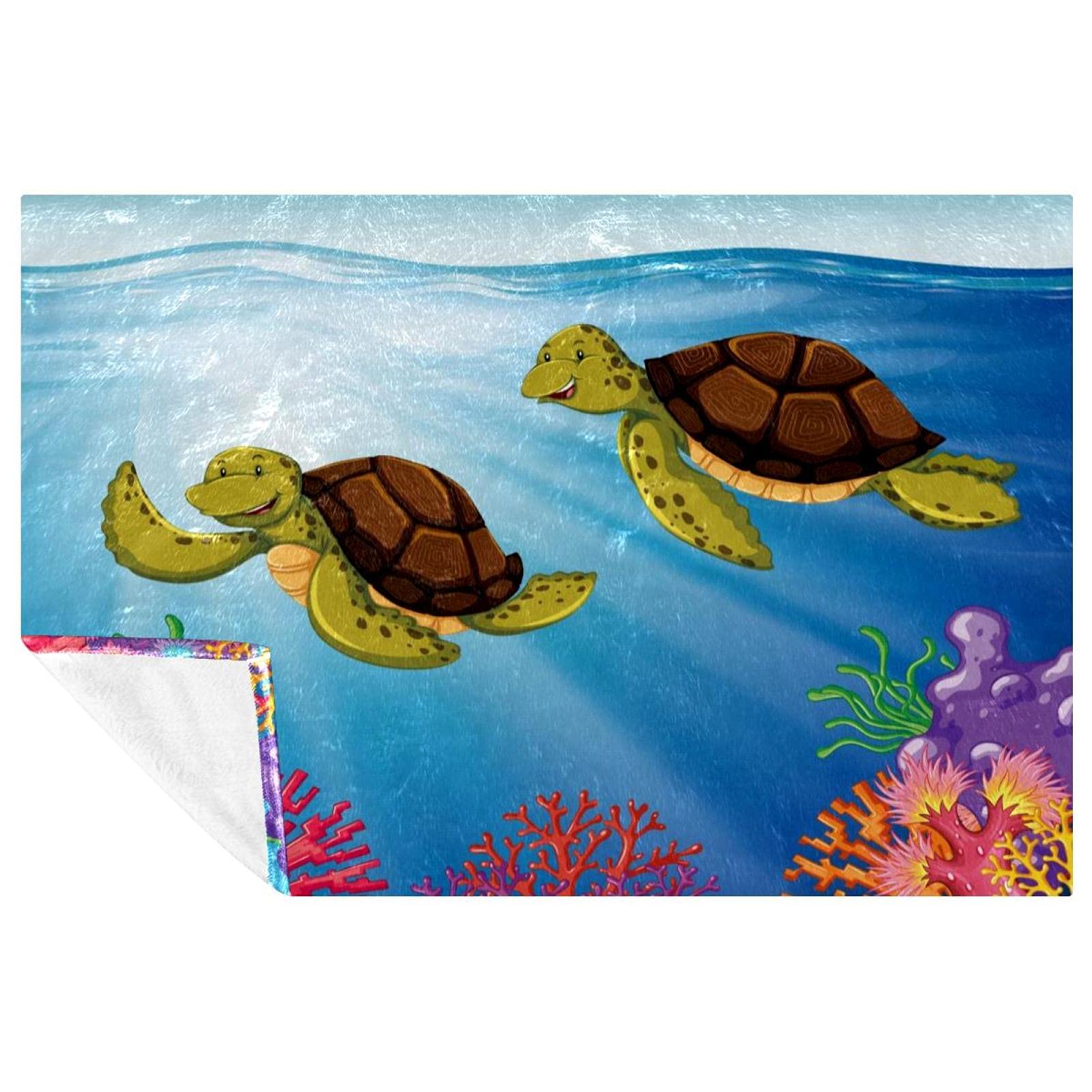 Couverture tortue pour pique-nique et camping Plaid chaud de plage 150x100cm