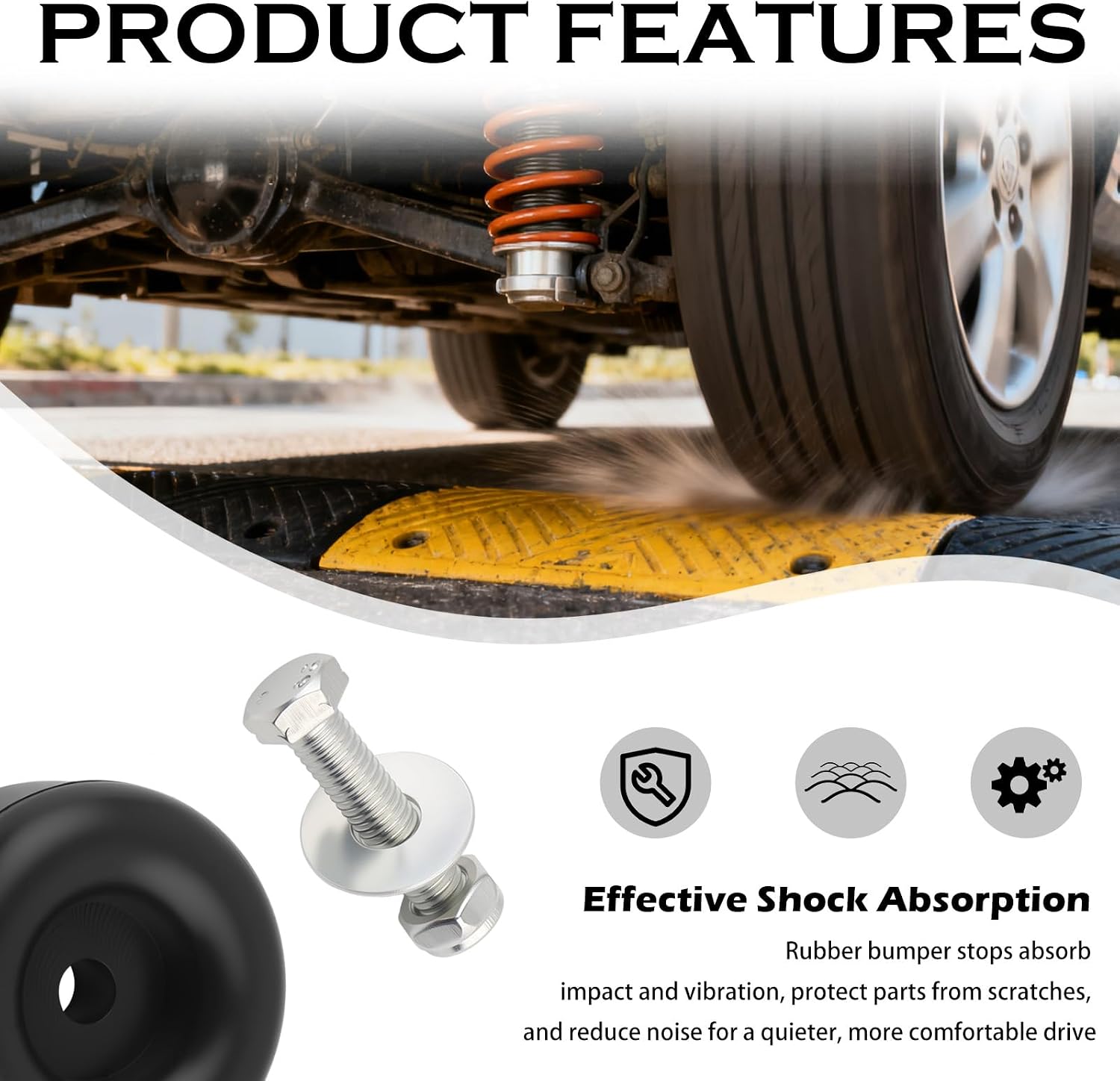 2PCS 2.5 Inch Trailer Door Bumper Rubber Stops,Trailer Ramp Door Rubber Bumpers for Shock Absorption with Screws/Nuts/Gaskets,Universal Rubbers Bump Stop Enclosed Trailers Parts