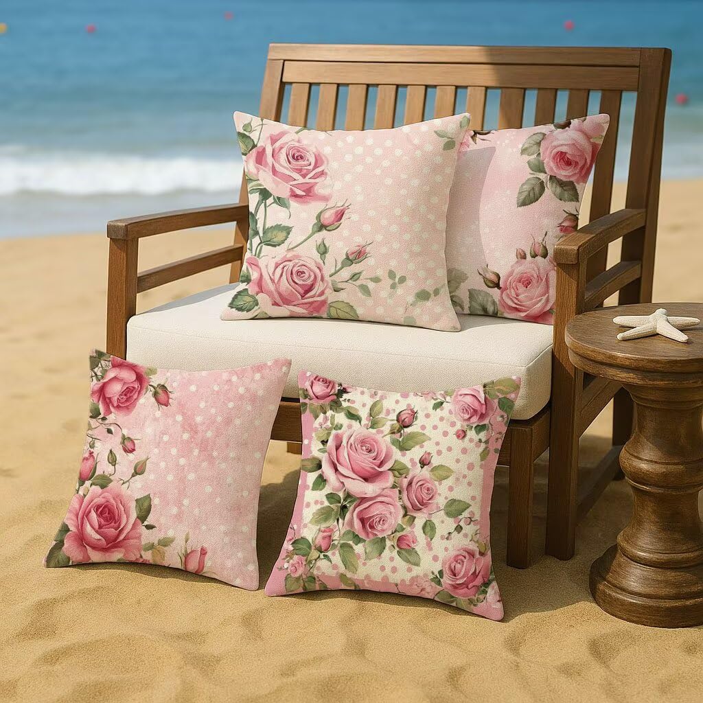 rosa Cuscini per Divano Esterno Giardino Cuscini per Divano Grandi 70x70 cm San Valentino Copricuscini Impermeabili Linoi Set di 4 Cuscino Decorativi per Interno/Esterno Balcone Patio Regalo Y-830