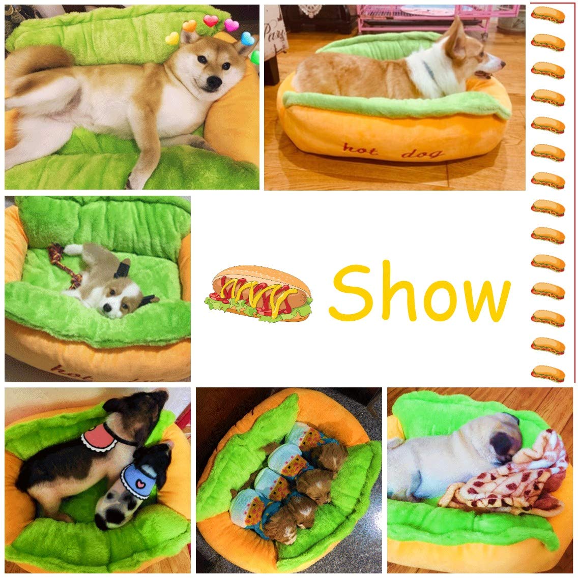 Hotdog Haustier-Hundebett, warmes Hundehütten-Katzennest, waschbare Haustiermatte, abnehmbares Katzensofa