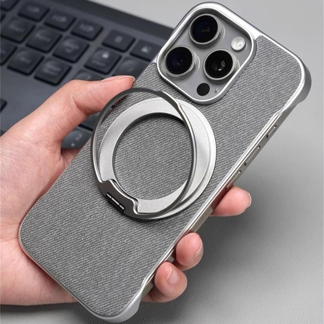 Custodia magnetica ultra sottile senza cornice con texture in tessuto per iPhone 17 Air 16 Pro Max 15 14 con ricarica wireless e custodia rigida senza bordi (per iPhone 17 Pro Max/Nero)