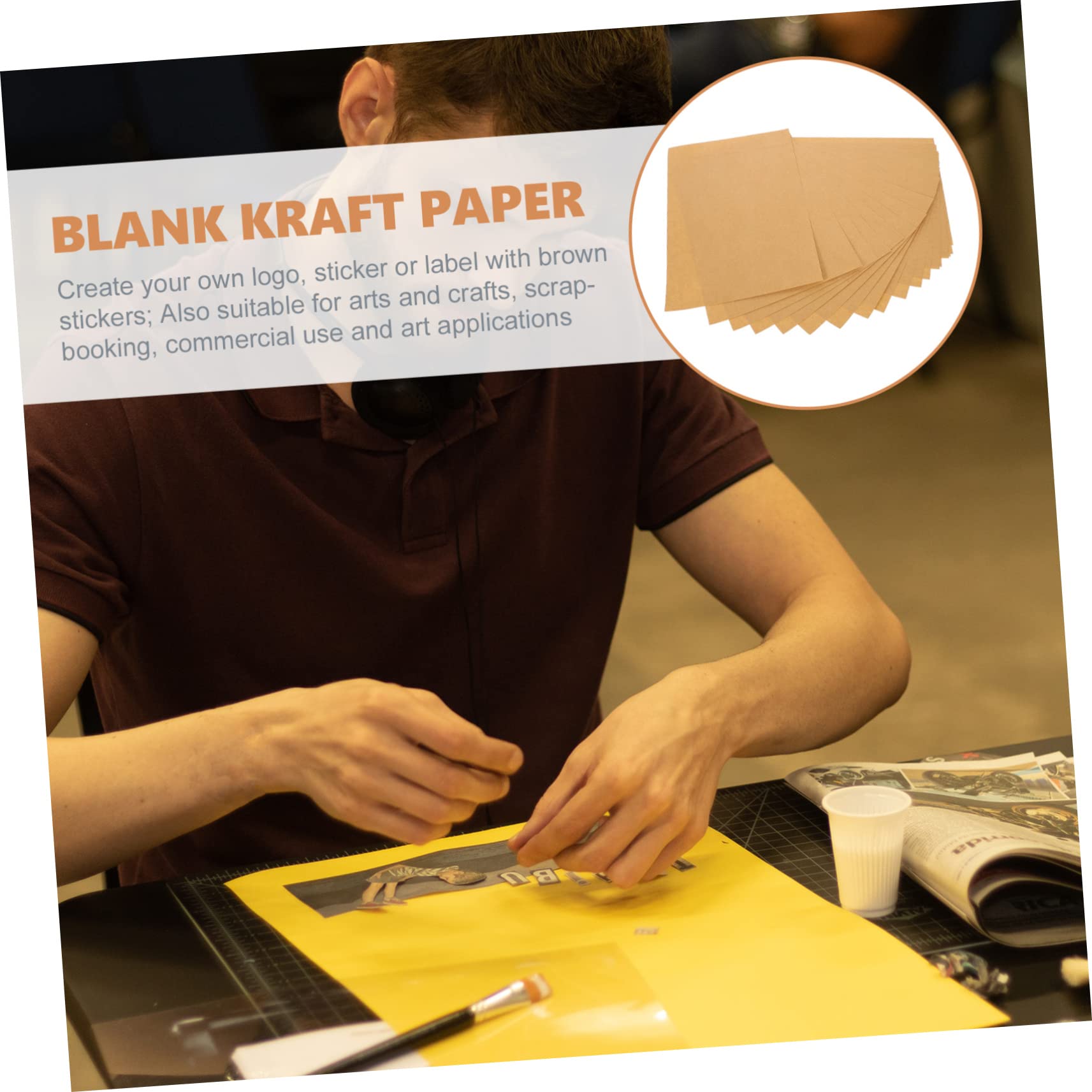 Étiquettes Autocollantes en Papier Kraft Vierge A4, 100 Feuilles