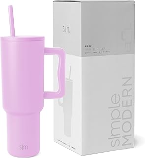 Simple Modern Tumbler with Handle and Straw Lid | Insulated Reusable Stainless Steel Water Bottle Travel Mug Cupholder | G...