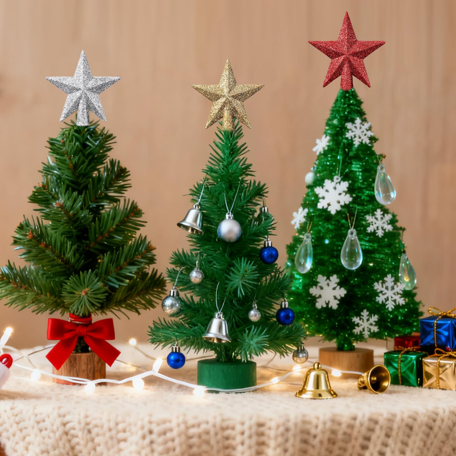 Estrella Arbol Navidad Mini Estrella de la Navidad Topper de Árbol Adornos para la Copa del árbol para Decoración de Árbols de Navidads (Oro I)