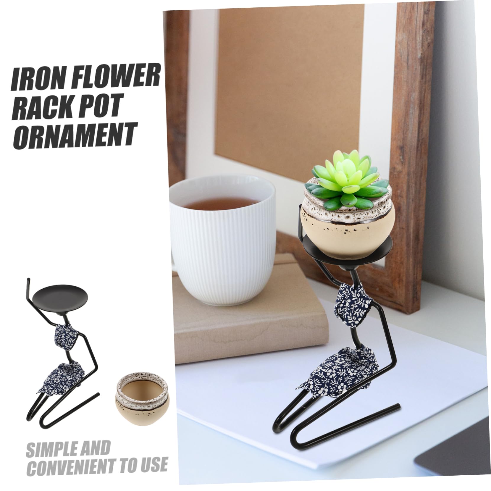 3 Sätze Mini Sukkulententopf mit Dekorativem Blumenregal für Tisch und Schreibtisch Blumentöpfe für Wohnzimmer Schlafzimmer Büro und Dekoration