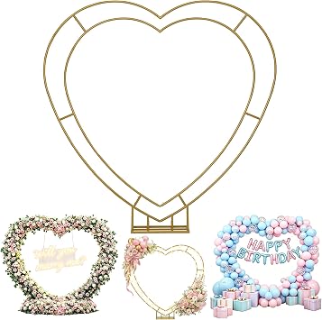 Metal Double Heart Arch Stand for Proposal, Heart Shaped Balloon Arch Stand,Heart Shaped Arch Frame, for Proposal Ceremony, Valentines Day, Engagement, Birthday Party Baby Shower Decoration Decor