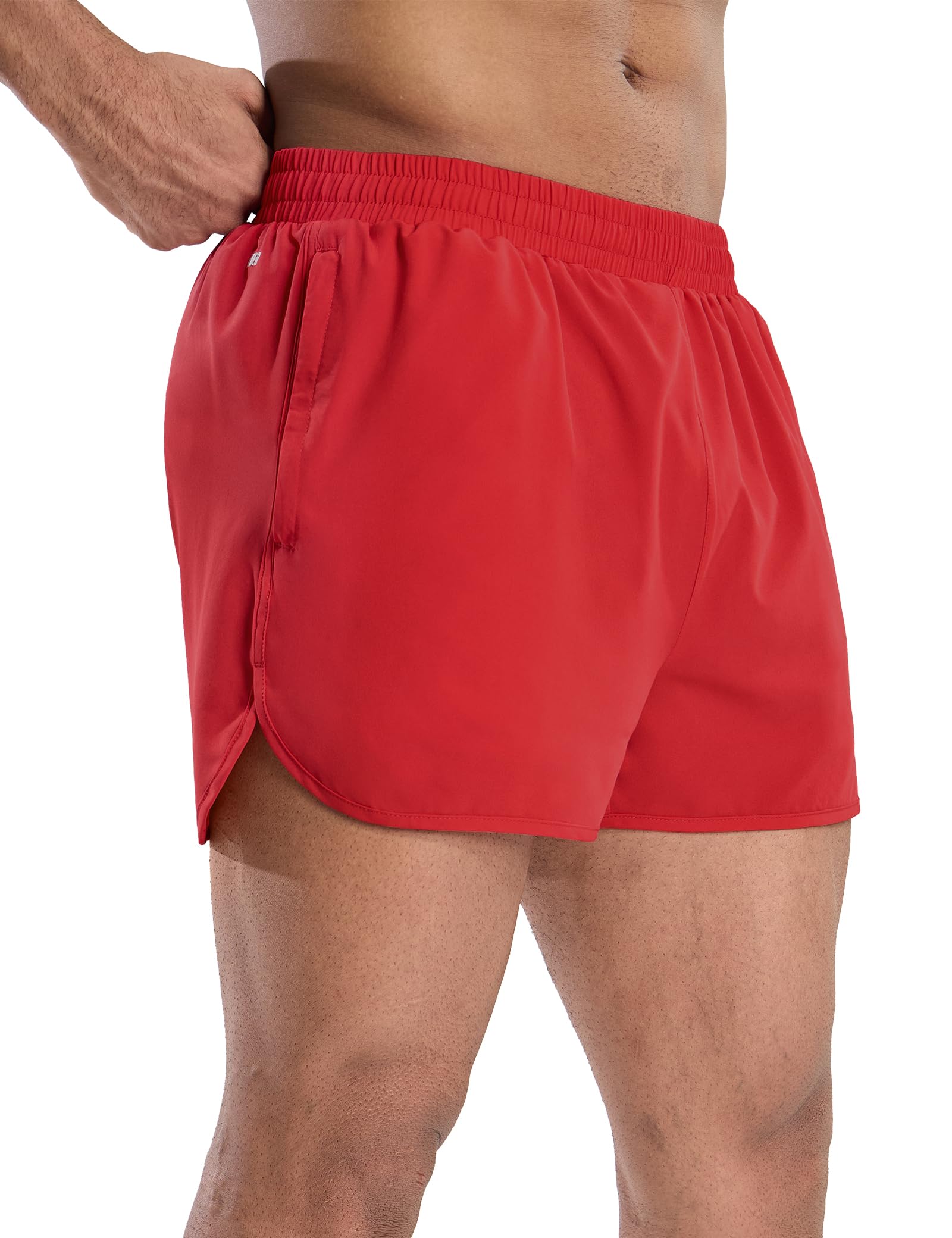 MIER Pantalones cortos deportivos para correr para hombre con forro interior de 7,6 cm, de secado rápido, con bolsillos con cremallera para gimnasio y entrenamiento