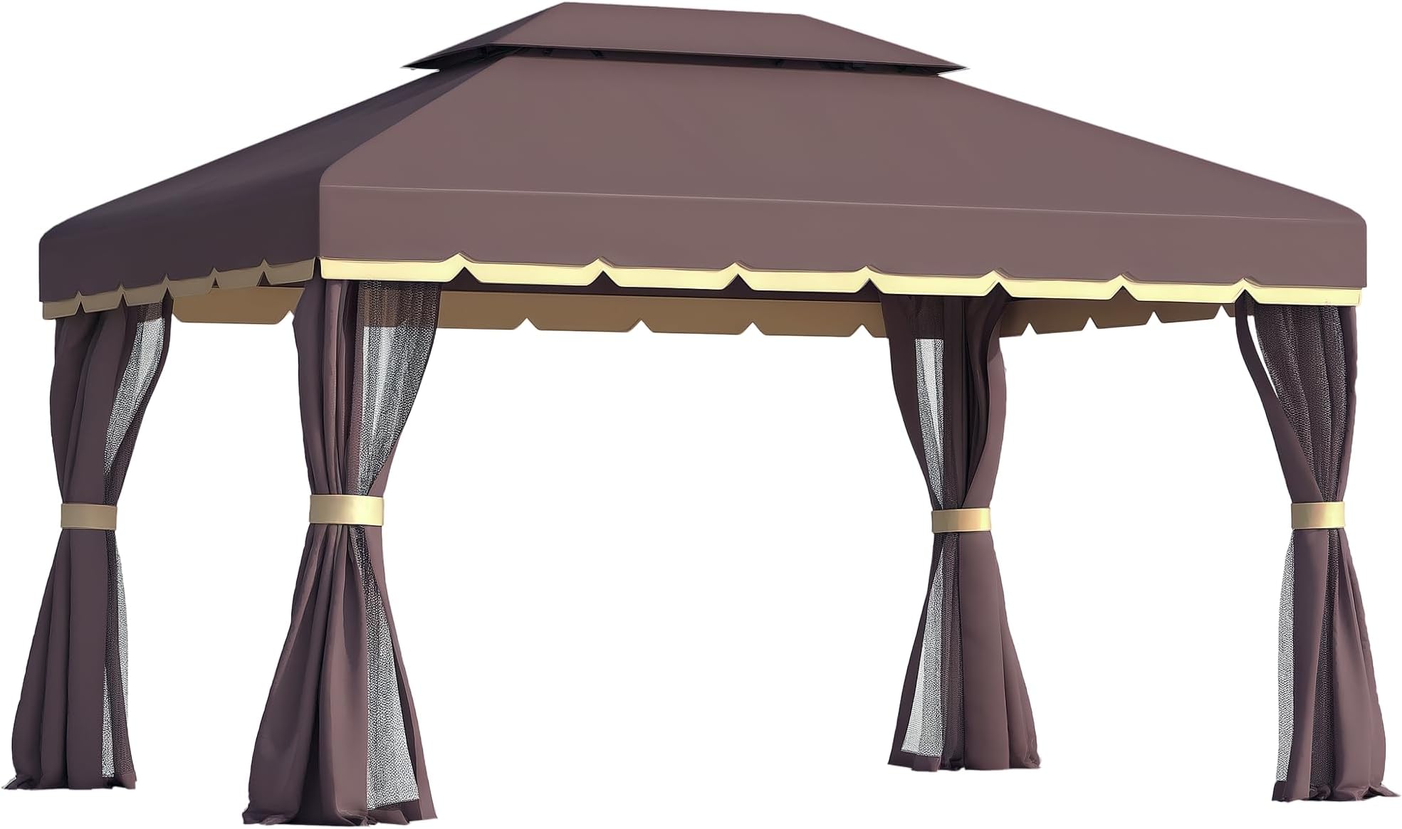 Outsunny 10' x 13' Patio Gazebo, Outdoor Gazebo Canopy Shelter with Netting and Curtains, Aluminum Frame for Garden, Lawn, Backyard and Deck