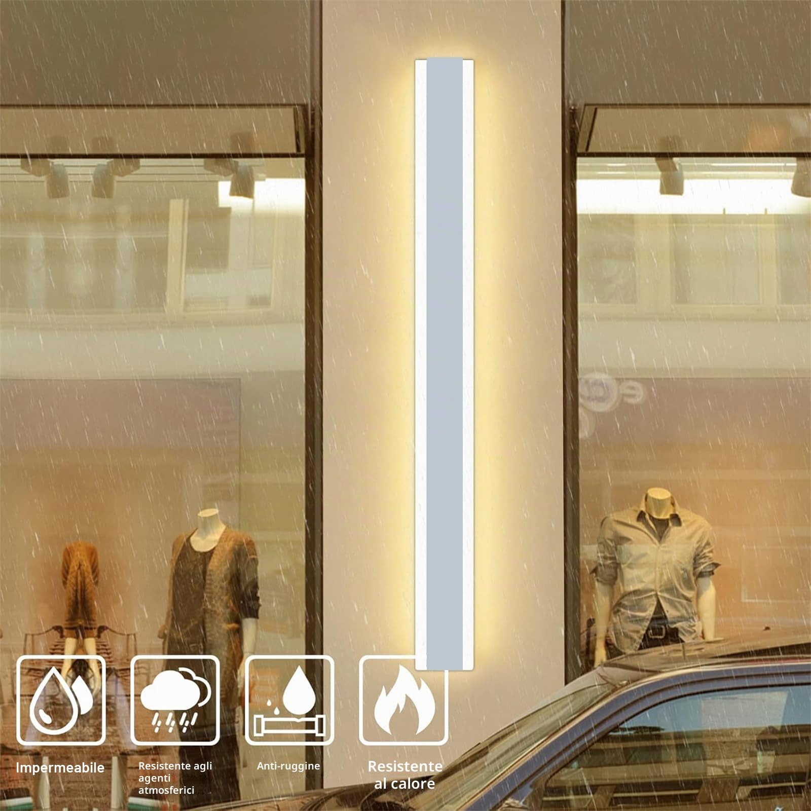 LED Bianco Lampada da Parete Lunga Villa Esterni Luce da Parete IP65 Impermeabile 3000K/4000K/6000K Applique da Parete Moderna Semplice Giardino Illuminazione Parete Portico (Luce Neutra,150cm)