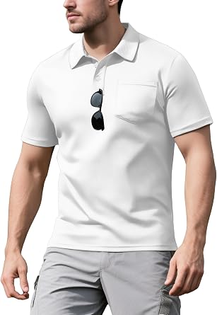 Mens Short Sleeve Polo Shirts 2026 Summer Casual Textured Knit Tops Quick Dry Collared Golf Shirts with Pocket