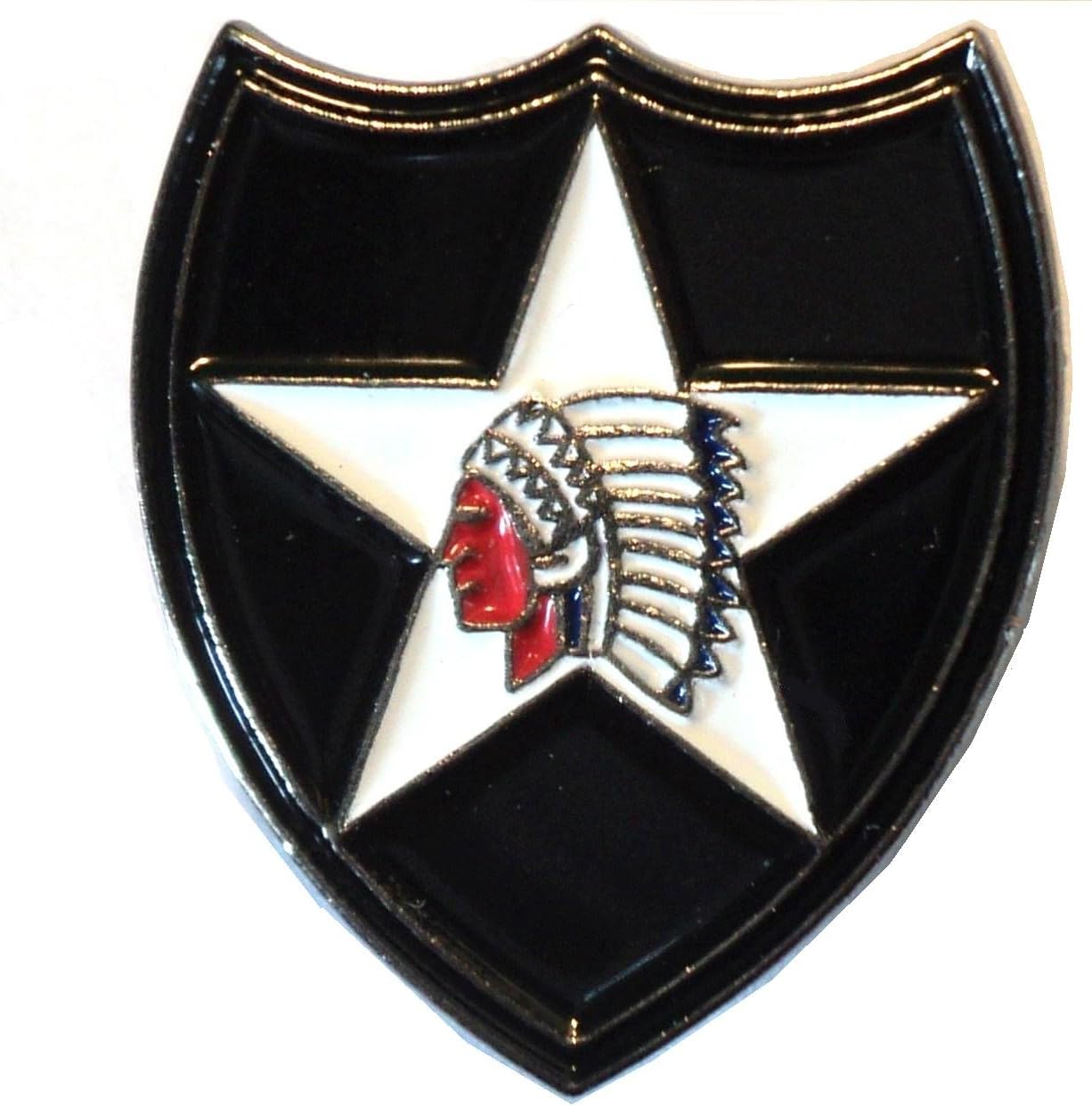 Warzone 2nd Infantry Division USA US Army Insignia Indian Head Enamel Military Badge