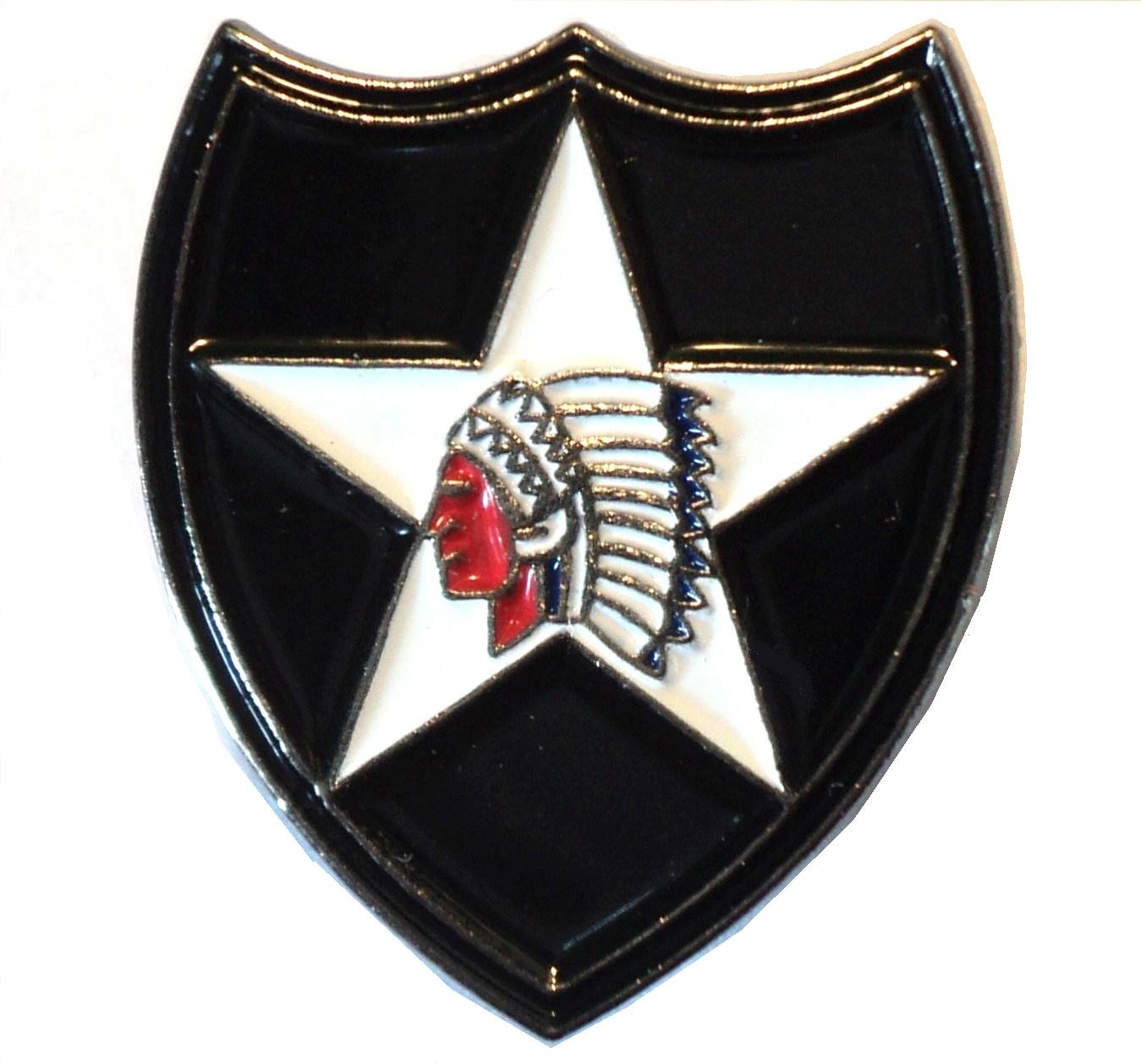 Warzone 2nd Infantry Division USA US Army Insignia Indian Head Enamel Military Badge