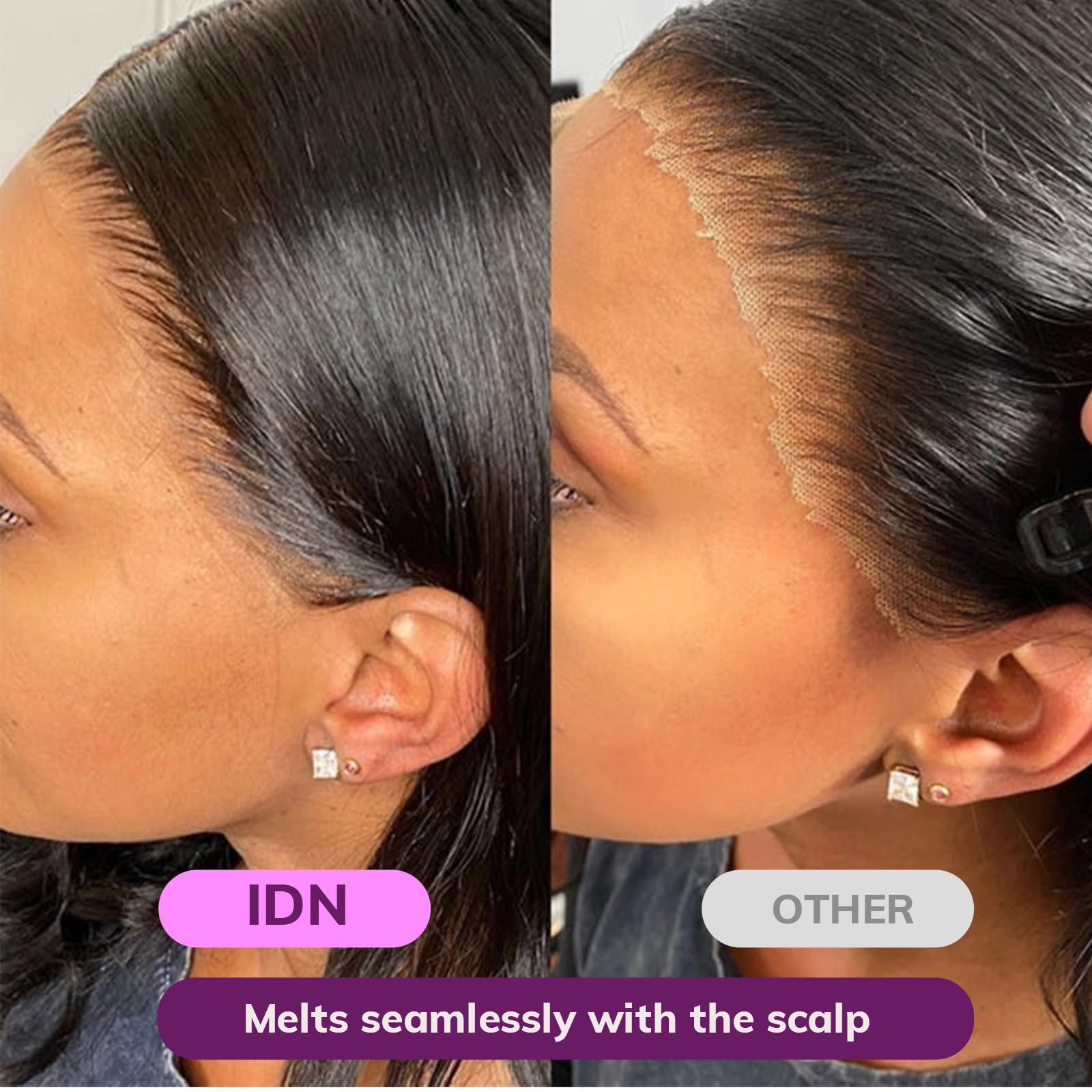 IDN BEAUTY hautähnlicher HD 13X4 Spitze Frontal nur Körperwelle Echthaar-Verschluss gebleichte Einzelknoten HD-Verschluss 0,1 mm ultradünne Spitze vorgezupfter Haaransatz 35 cm (14 Zoll)
