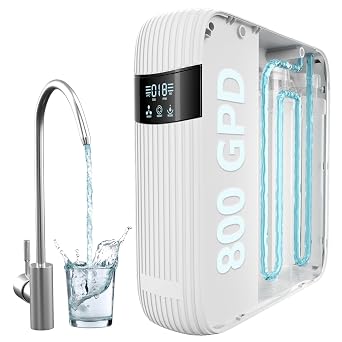 CripsTaste Tankless Reverse Osmosis System 800GPD High Flow Rate NSF 58&42 Certified & SGS Tested Under Sink Water Filtration System 2.51 Pure to Drain RO Water Filter System Under Sink