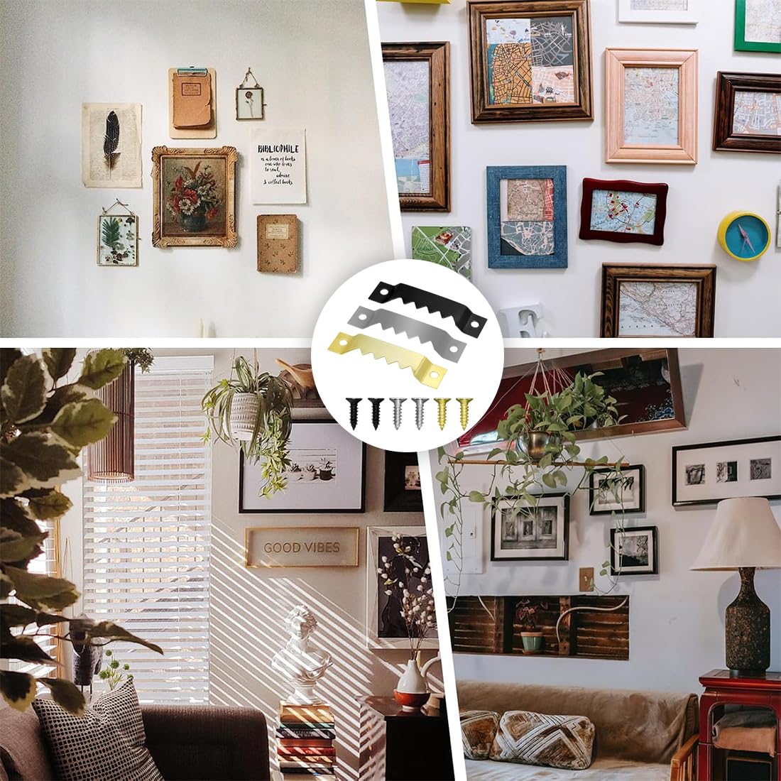 Ganci per Quadri,30 Pezzi Ganci per Quadri Muro,con Viti di Fissaggio,Appendi Quadris,per Appendere Quadris,Cornici,Opere D'arte,Specchi