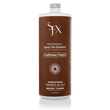 SunFX Caribbean Rapid - All Natural Spray Tanning Solution1L/33.8 fl oz, MID SUMMER
