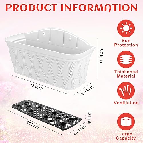 Miniatura 2 de 6 macetas colgantes de pared para plantas de interior, macetas para valla de barandilla, macetas de valla de plástico, cesta colgante al aire libre