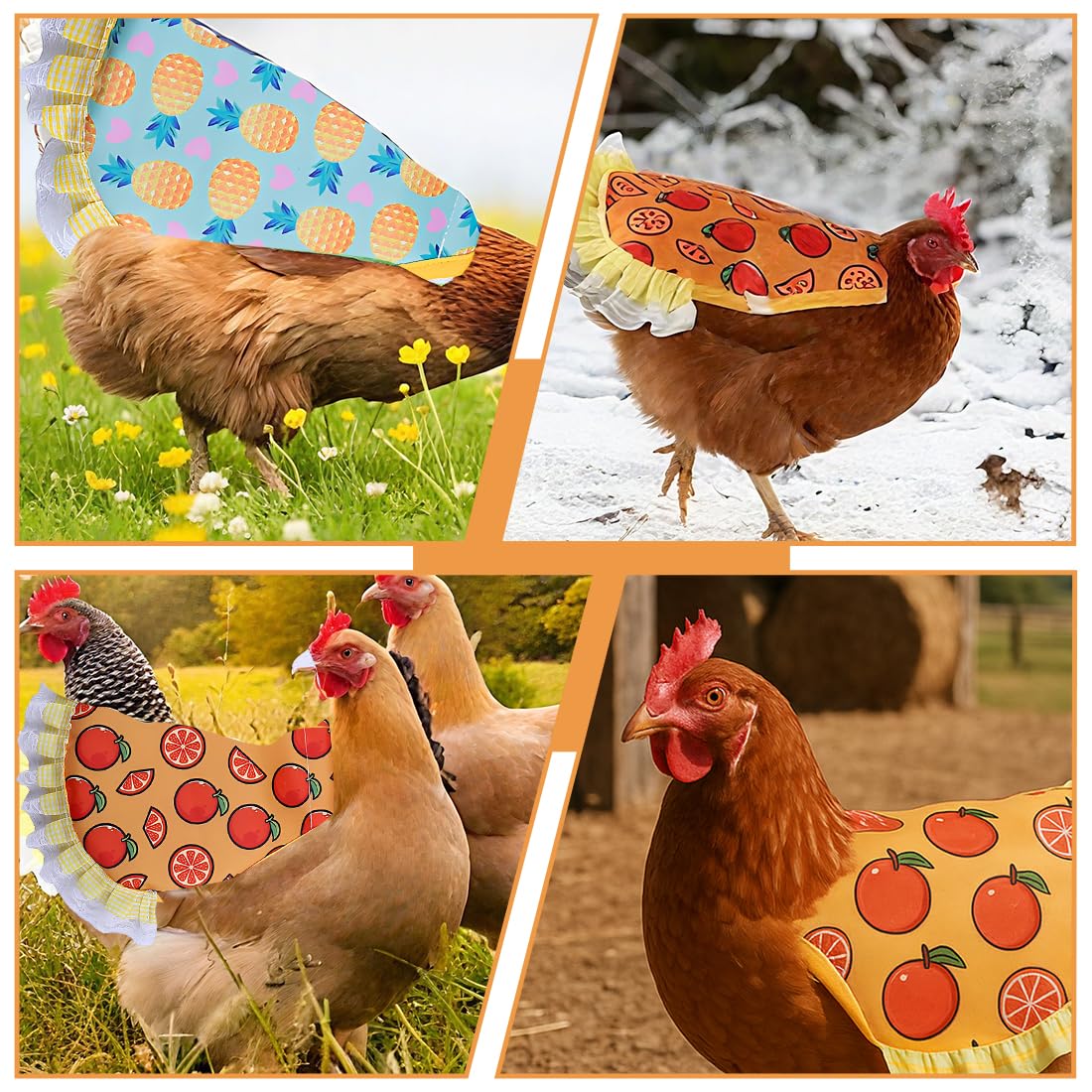 3 Piezas Sillín de Pollo,Delantal de Protección de Aves de Corral,Protección elástica,Productos para el cuidado de gallinas pequeñas y medianas, 3 estilos (22x23cm)