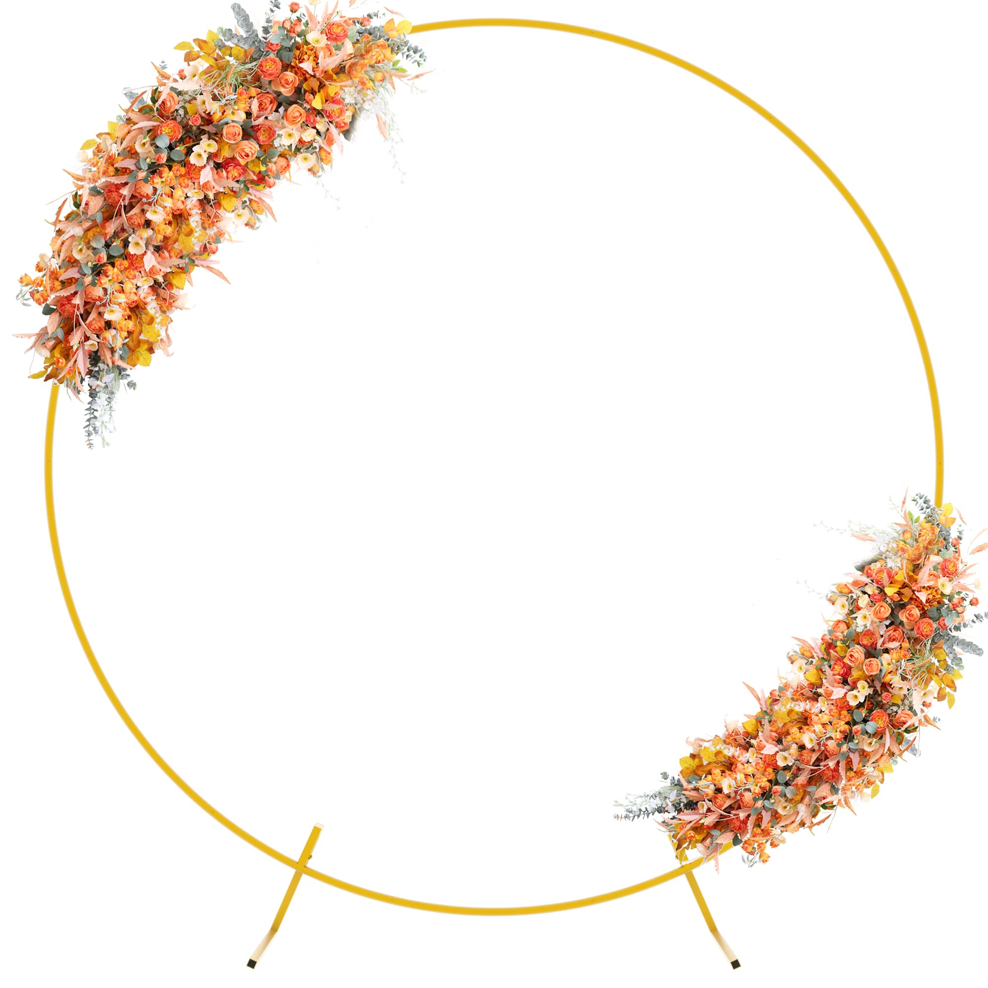 Fomcet Wedding Arch 6FT Metal Gold Round Backdrop Stand Circle Balloon Arch Frame for Wedding Ceremony Anniversary Birthday Party Graduation Photo Rust Resistant Stable Decoration