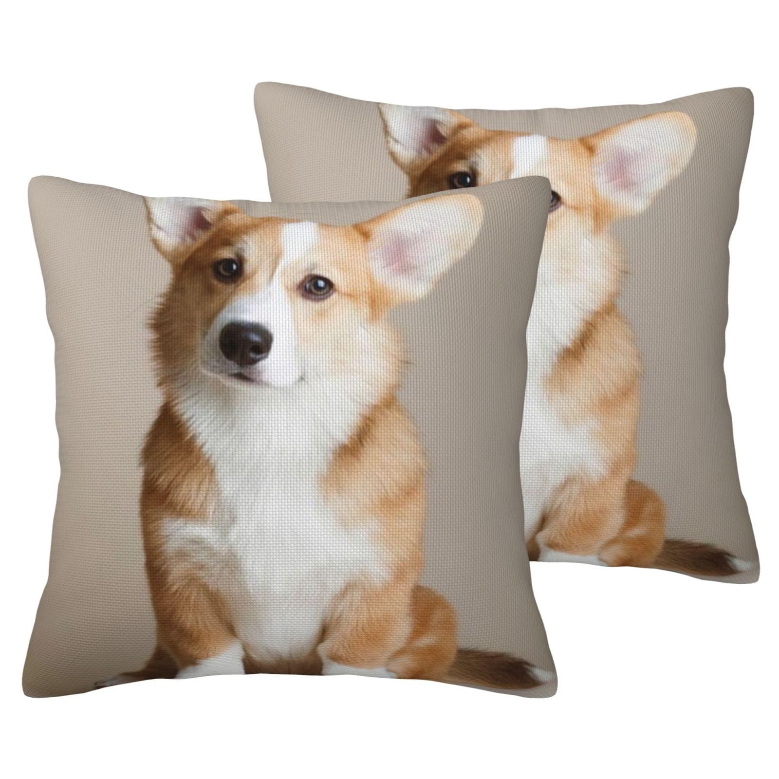 Housses de coussin en lin synthétique de qualité supérieure au motif chien imprimé